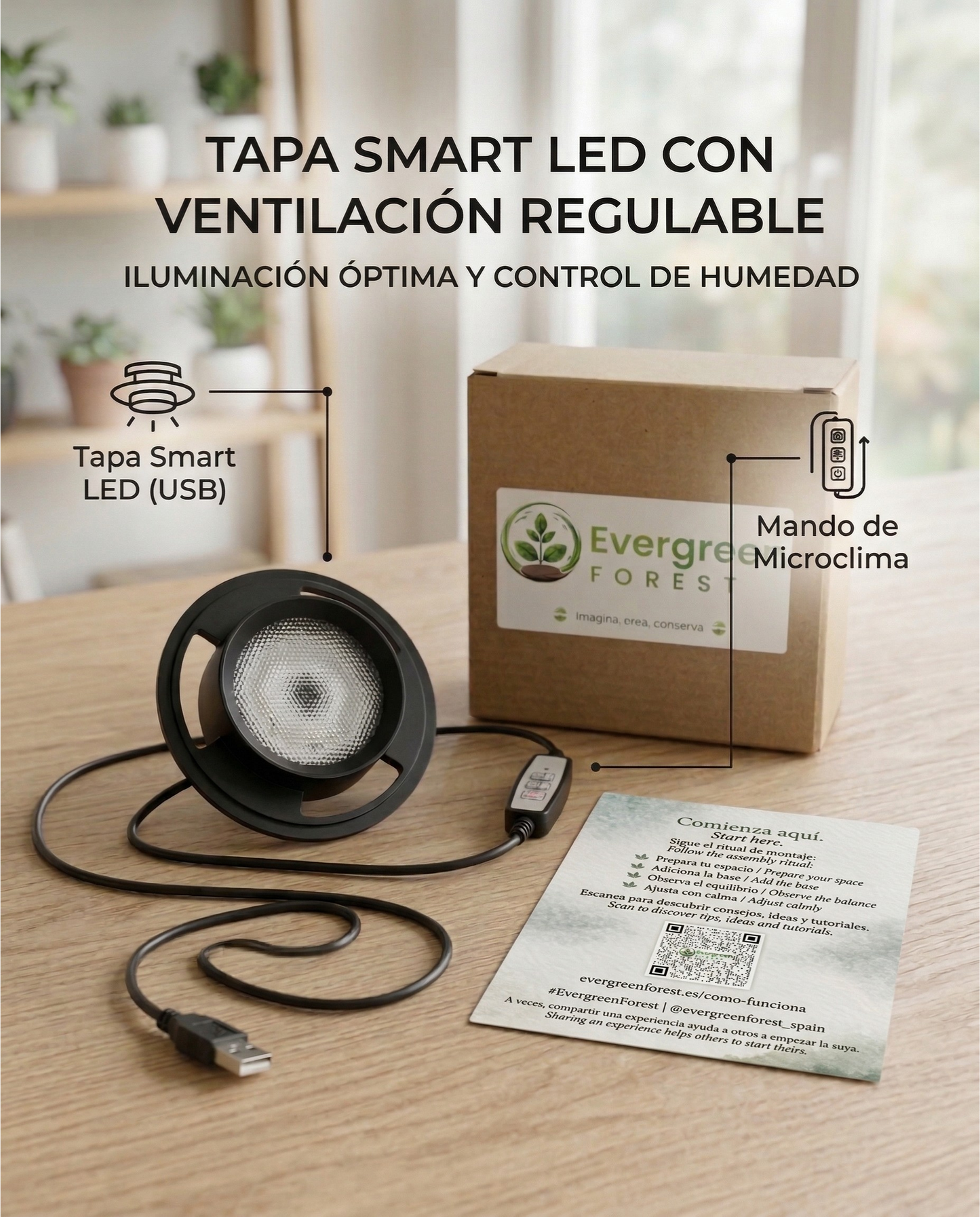Tapa Smart LED con Ventilación (10cm) para Terrarios