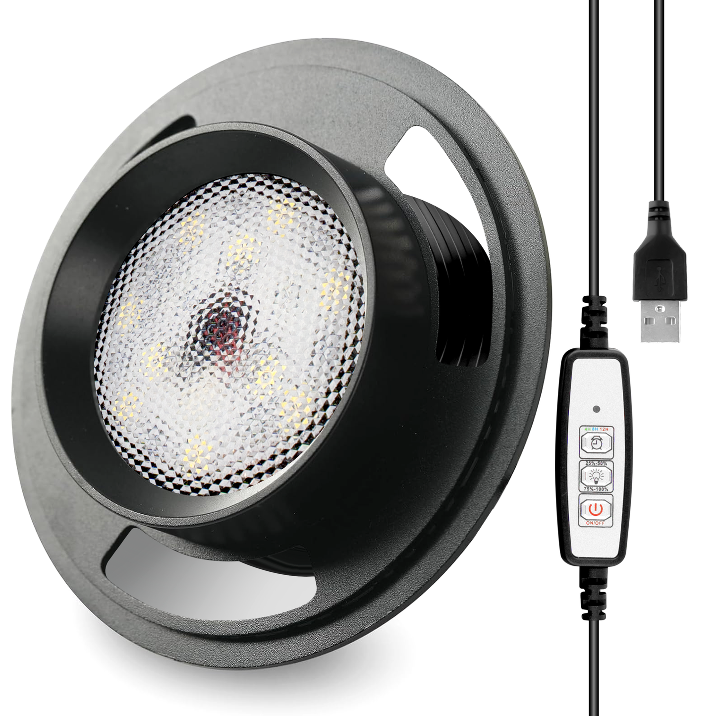 Terrario de metal de 10 cm con ventilación ajustable y luz LED inteligente para plantas de interior.